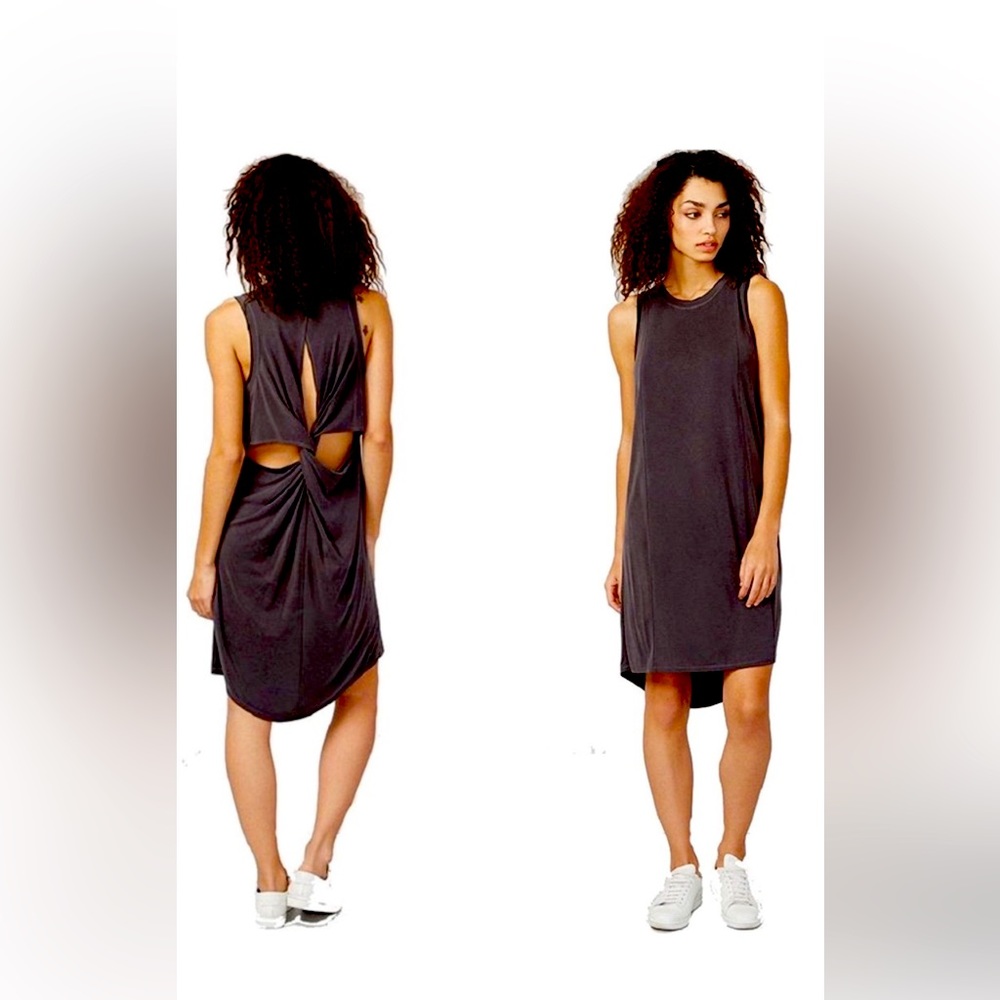 RACHEL Rachel Roy Charcoal Gray Tank Dress Open Twist Back - Picture 2 of 8